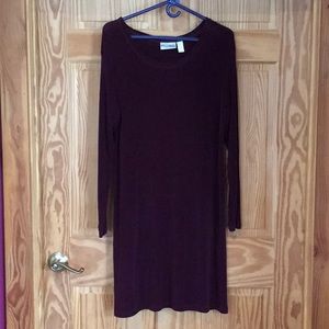 Chico’s burgundy travelers fabric mid length dress.